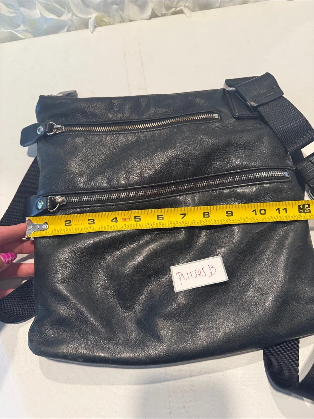 margot Black Leather Crossbody Bag with Silver Hardware